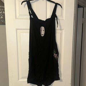 Spirited Away No Face Black Sleeveless Overall Shorts